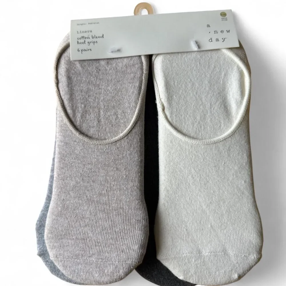 A New Day 6 pack Cotton/polyester blend heel grip socks